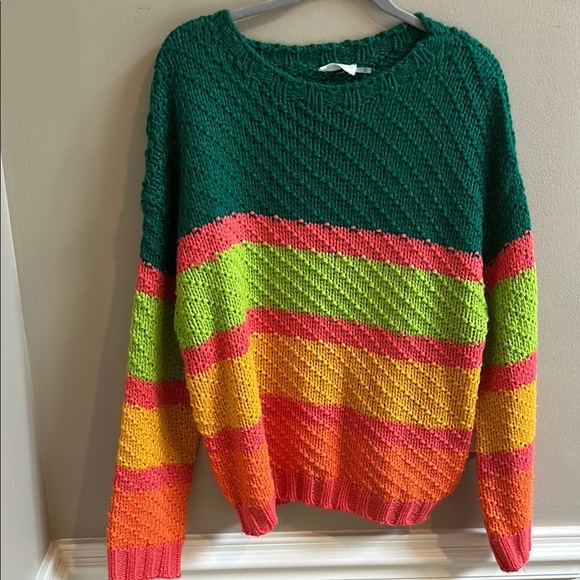 Vestique Crew Neck Relaxed Fit Multi Stripe Sweater Size Medium - Picture 1 of 7